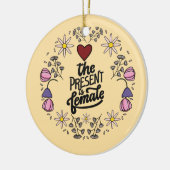 メッセージユニーク付き女性のデザイン前向き セラミックオーナメント (左)