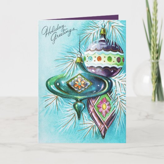 メッセージヴィンテージレトロ球根クリスマスカードの追加 シーズンカード (正面)