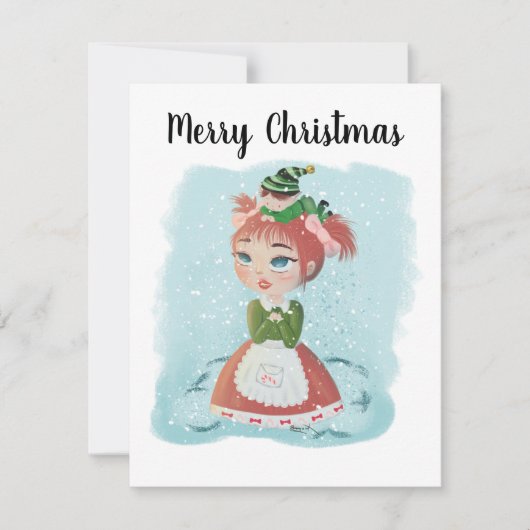 メッセージ付きクリスマス人形カスタマイズ可能カード シーズンカード (正面)