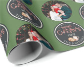 メッセージ付きグリーンクリスマスフォトラッピング紙 ラッピングペーパー (ロールコーナー)