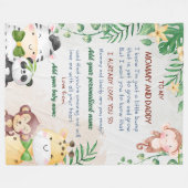 メッセージ付きサファリパーソナライズされた毛布生まれたばかりの フリースブランケット (正面(横))