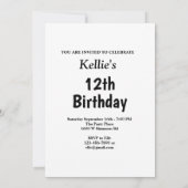 メッセージ付きパープルグリッター誕生日パーティー 招待状 (裏面)