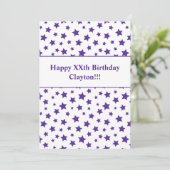 メッセージ付きパープルスターバースデー招待状 招待状 (スタンド正面)