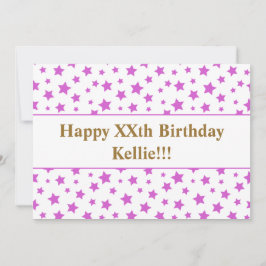 メッセージ付きピンク星誕生日 招待状