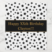 メッセージ付きブラックスターズ誕生日ワインラベル ワインラベル (シングルラベル)