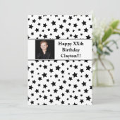 メッセージ付きブラックスターフォト誕生日パーティー 招待状 (スタンド正面)