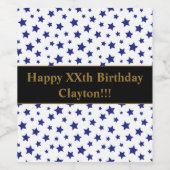 メッセージ付きブルースター誕生日ワインラベル ワインラベル (シングルラベル)