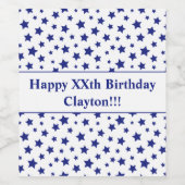 メッセージ付きブルースター誕生日ワインラベル ワインラベル (シングルラベル)