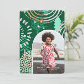 メッセージ付きホリデーグリーンメリークリスマスフォト シーズンカード (スタンド正面)