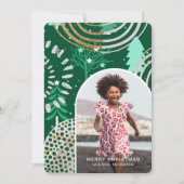 メッセージ付きホリデーグリーンメリークリスマスフォト シーズンカード (正面)