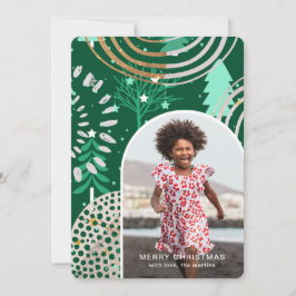 メッセージ付きホリデーグリーンメリークリスマスフォト シーズンカード