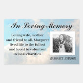 メッセージ付きメモリアルシール – 写真の追加 長方形シール (正面)