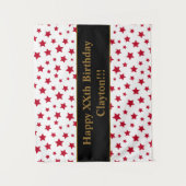 メッセージ付きレッドスター誕生日タペストリー タペストリー (正面)