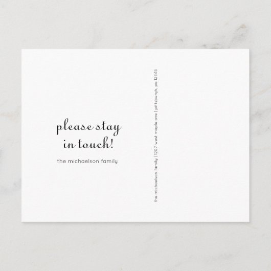 メッセージ付き住所クラシック写真の変更 案内ポストカード (裏面)