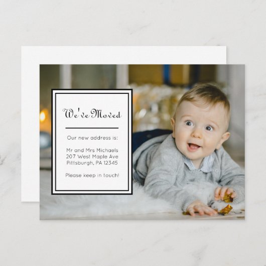 メッセージ付き住所クラシック写真の変更 案内ポストカード (正面/裏面)