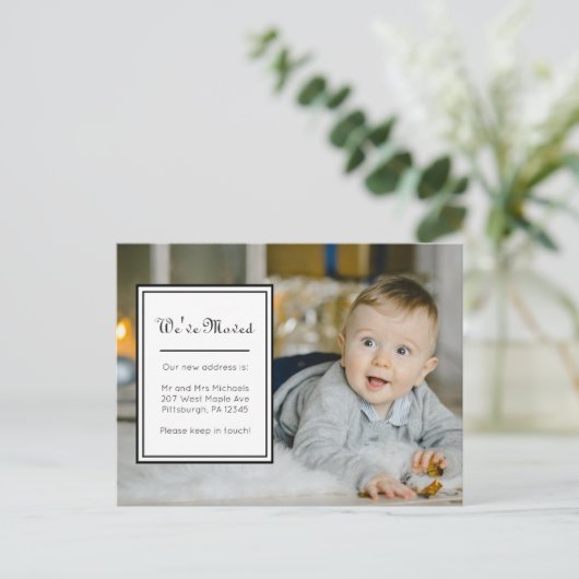 メッセージ付き住所クラシック写真の変更 案内ポストカード (スタンド正面)