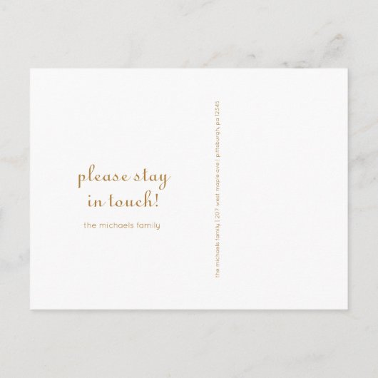 メッセージ付き住所クラシック写真の変更 案内ポストカード (裏面)