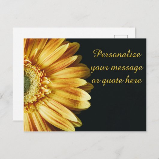 メッセージ付き巨大な黄色のひまわりパーソナライズされた花 ポストカード (正面/裏面)