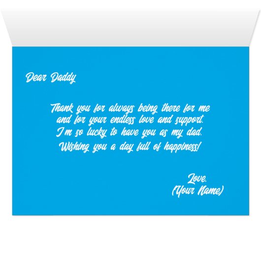 メッセージ付き父の日パーソナライズされたカード青 (内部横(下))