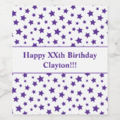 メッセージ付き紫色の星誕生日ワインラベル ワインラベル (シングルラベル)