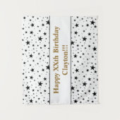 メッセージ付き誕生日ブラックスター タペストリー (正面)