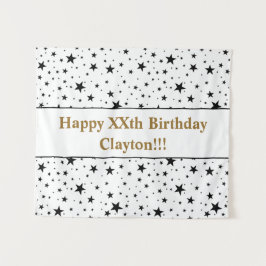 メッセージ付き誕生日ブラックスター タペストリー