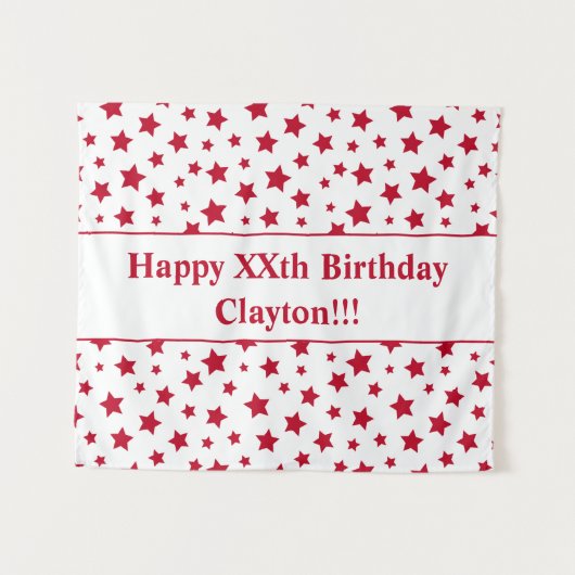 メッセージ付き誕生日レッドスタータペストリー タペストリー (正面(横))