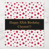 メッセージ付き赤い星誕生日ワインラベル ワインラベル (シングルラベル)