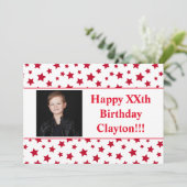 メッセージ付き赤星フォトバースデーパーティー 招待状 (スタンド正面)