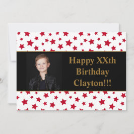 メッセージ付き赤星フォトバースデーパーティー 招待状