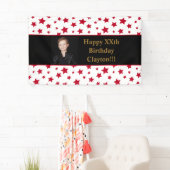 メッセージ付き赤星フォト誕生日バナー 横断幕 (インサイチュ)