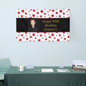 メッセージ付き赤星フォト誕生日バナー 横断幕 (トレードショー)