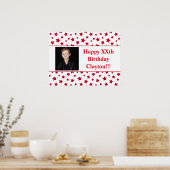 メッセージ付き赤星フォト誕生日ポスター ポスター (キッチン)