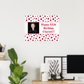 メッセージ付き赤星フォト誕生日ポスター ポスター (ホームオフィス)