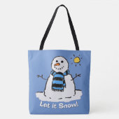 メッセージ付き雪だるま - 雪を降らせて! トートバッグ (正面)