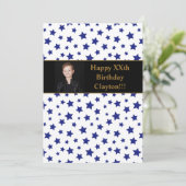 メッセージ付き青い星フォトバースデーパーティー 招待状 (スタンド正面)