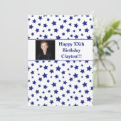 メッセージ付き青い星フォトバースデーパーティー 招待状 (スタンド正面)