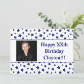 メッセージ付き青い星フォトバースデーパーティー 招待状 (スタンド正面)