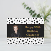 メッセージ付き黒星フォトバースデーパーティー 招待状 (スタンド正面)