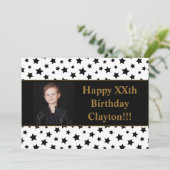 メッセージ付き黒星フォトバースデーパーティー 招待状 (スタンド正面)