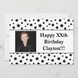 メッセージ付き黒星フォトバースデーパーティー 招待状