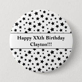 メッセージ付き黒星誕生日ボタン 缶バッジ