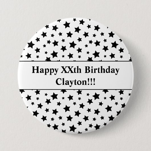 メッセージ付き黒星誕生日ボタン 缶バッジ (正面)