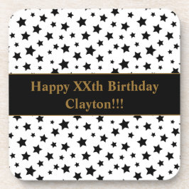 メッセージ付き黒星誕生日 コースター