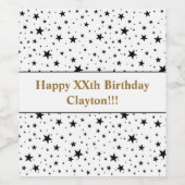 メッセージ付き黒星誕生日 ワインラベル (シングルラベル)