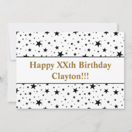 メッセージ付き黒星誕生日 招待状