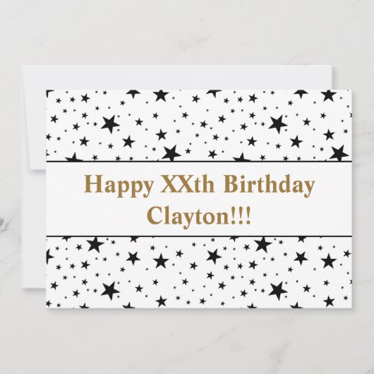 メッセージ付き黒星誕生日 招待状 (正面)