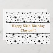 メッセージ付き黒星誕生日 招待状 (正面/裏面)