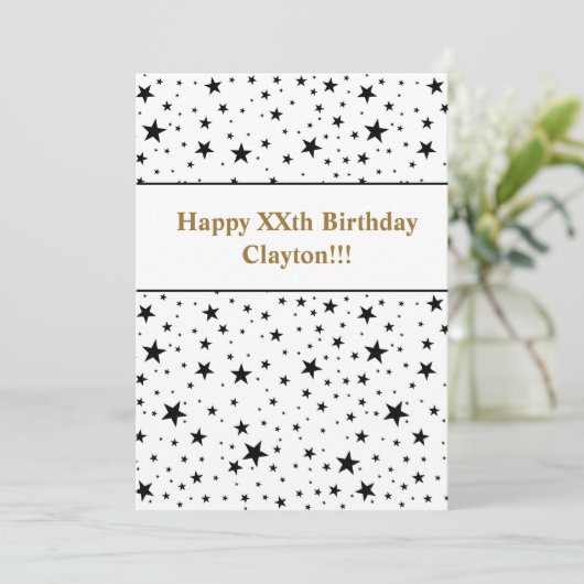 メッセージ付き黒星誕生日 招待状 (スタンド正面)