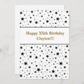 メッセージ付き黒星誕生日 招待状 (正面/裏面)